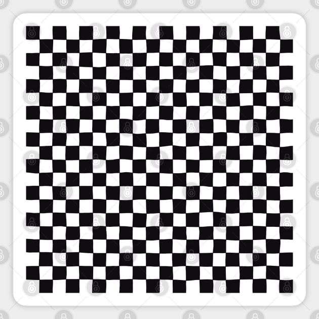 Wonky Checkerboard, Black and White Magnet by Niemand